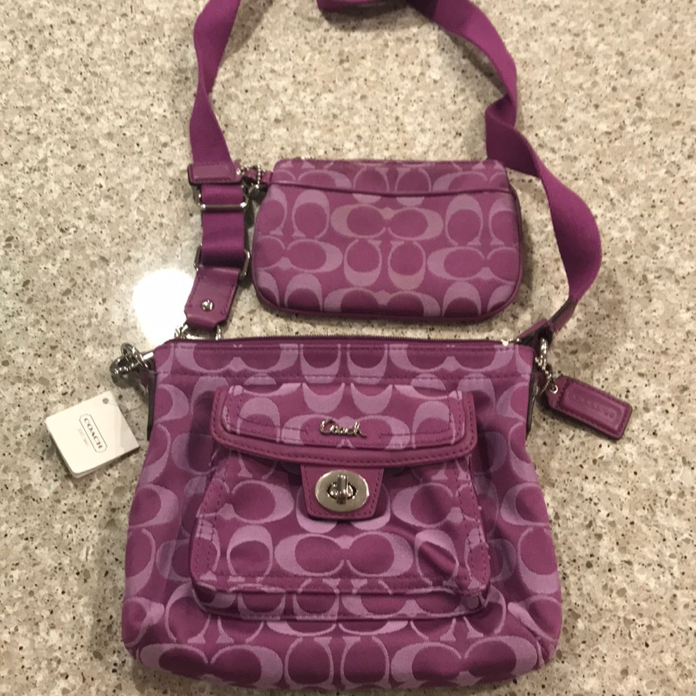 Coach Plum signature crossbody bag NWT & Wristlet